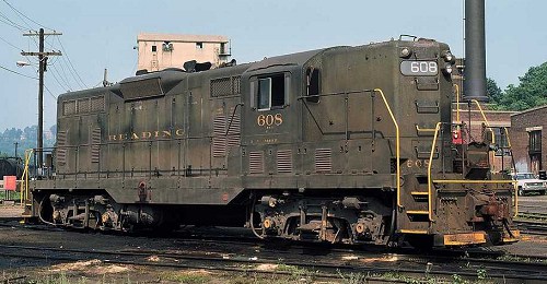 Reading 1500 HP GP-7 Locomotive #608, seen at Bethlehem Engine Terminal.