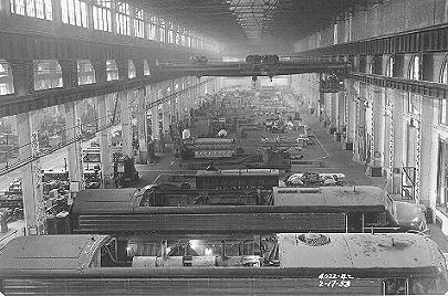 General View of Diesel Erecting and Mechanical Repair shops looking north to south. Reading Company photo, collection of The Reading Modeler.