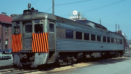 RDC #9151 lays over at Pottsville.  Note the strobe light and orange safety stripes added in the 1970s.  Photo courtesy Kim Piersol.