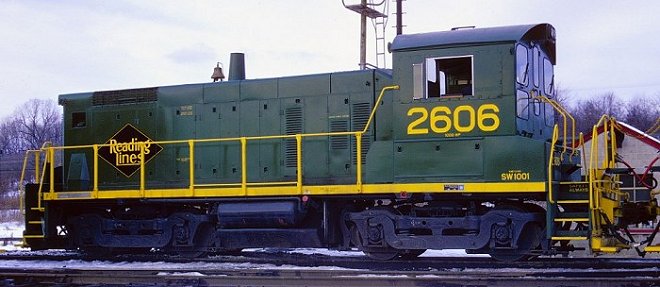 Reading SW-1001 #2606 at work in Rutherford Yard.  Photo courtesy Kim Piersol.