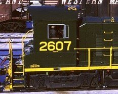 Detail view of Reading SW1001 #2607 showing numbers painted on the cab roof.  Photo courtesy Kim Piersol.