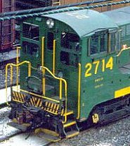 Like other units repainted into the "Reading Green" scheme, Reading #2714 had its road number painted on the cab roof.